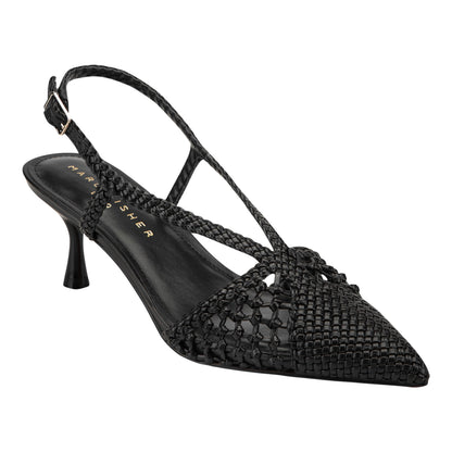 Marc Fisher Reagan Woven Leather Pump - Black Leather