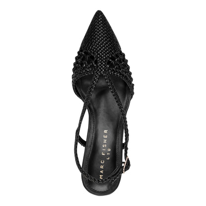Marc Fisher Reagan Woven Leather Pump - Black Leather