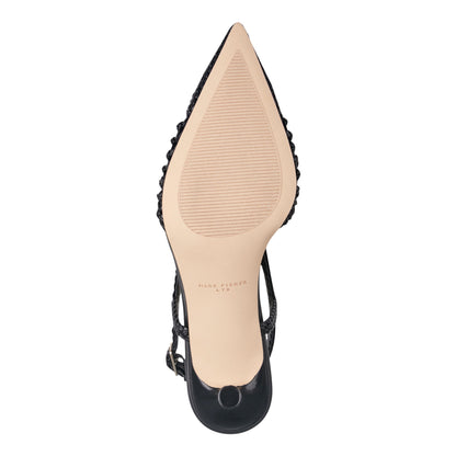 Marc Fisher Reagan Woven Leather Pump - Black Leather