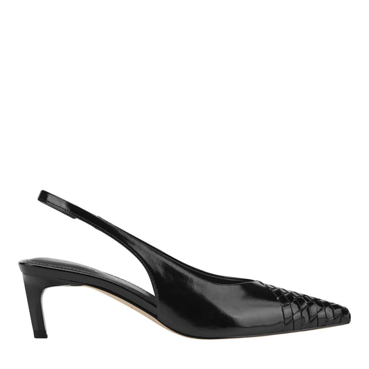Marc Fisher Rilly Leather Slingback Pump - Black Leather