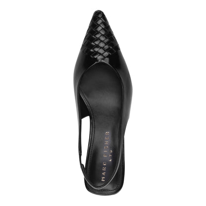 Marc Fisher Rilly Leather Slingback Pump - Black Leather