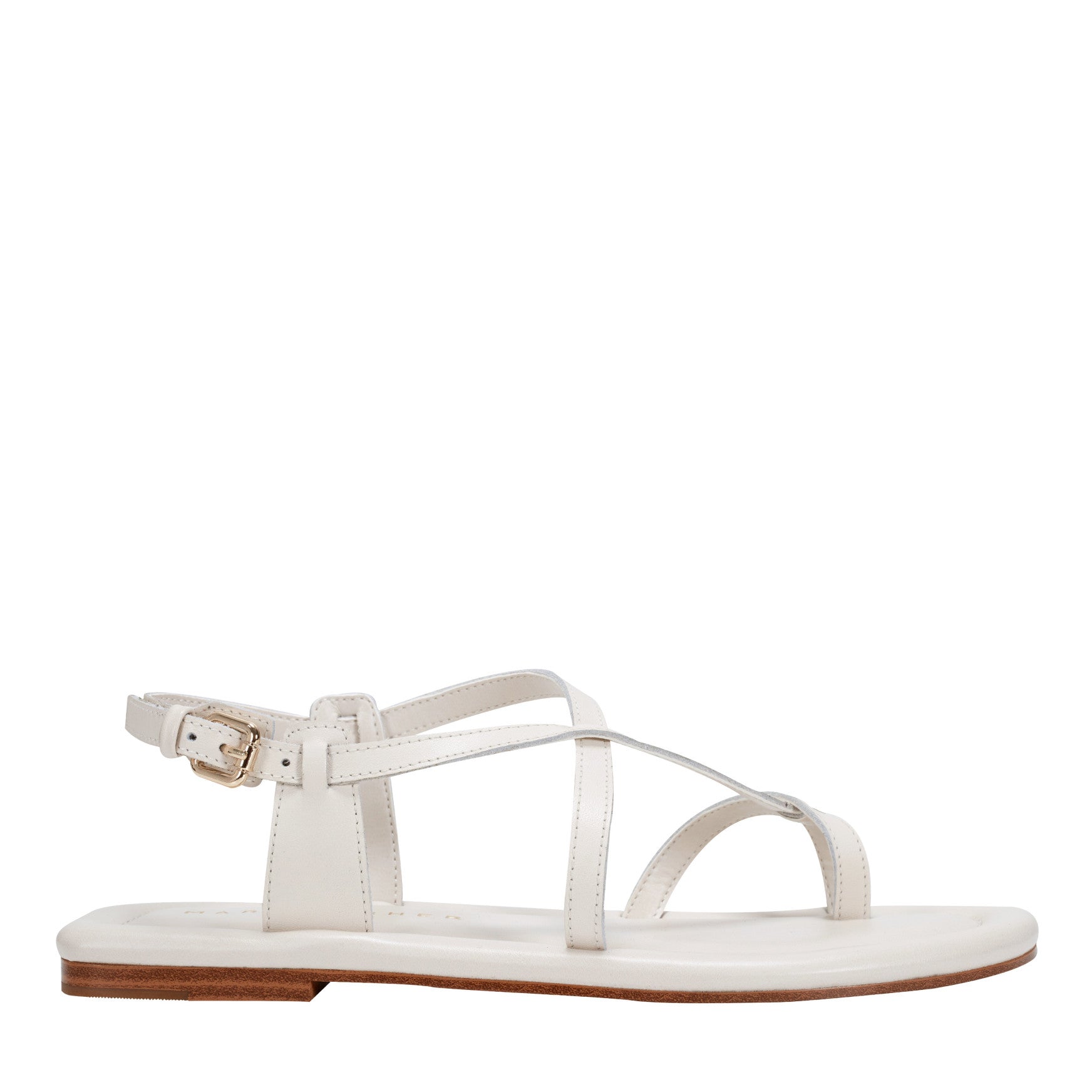 Marc Fisher Gerty Strappy Leather Flat Sandal - Chic Cream Leather