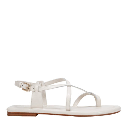 Marc Fisher Gerty Strappy Leather Flat Sandal - Chic Cream Leather