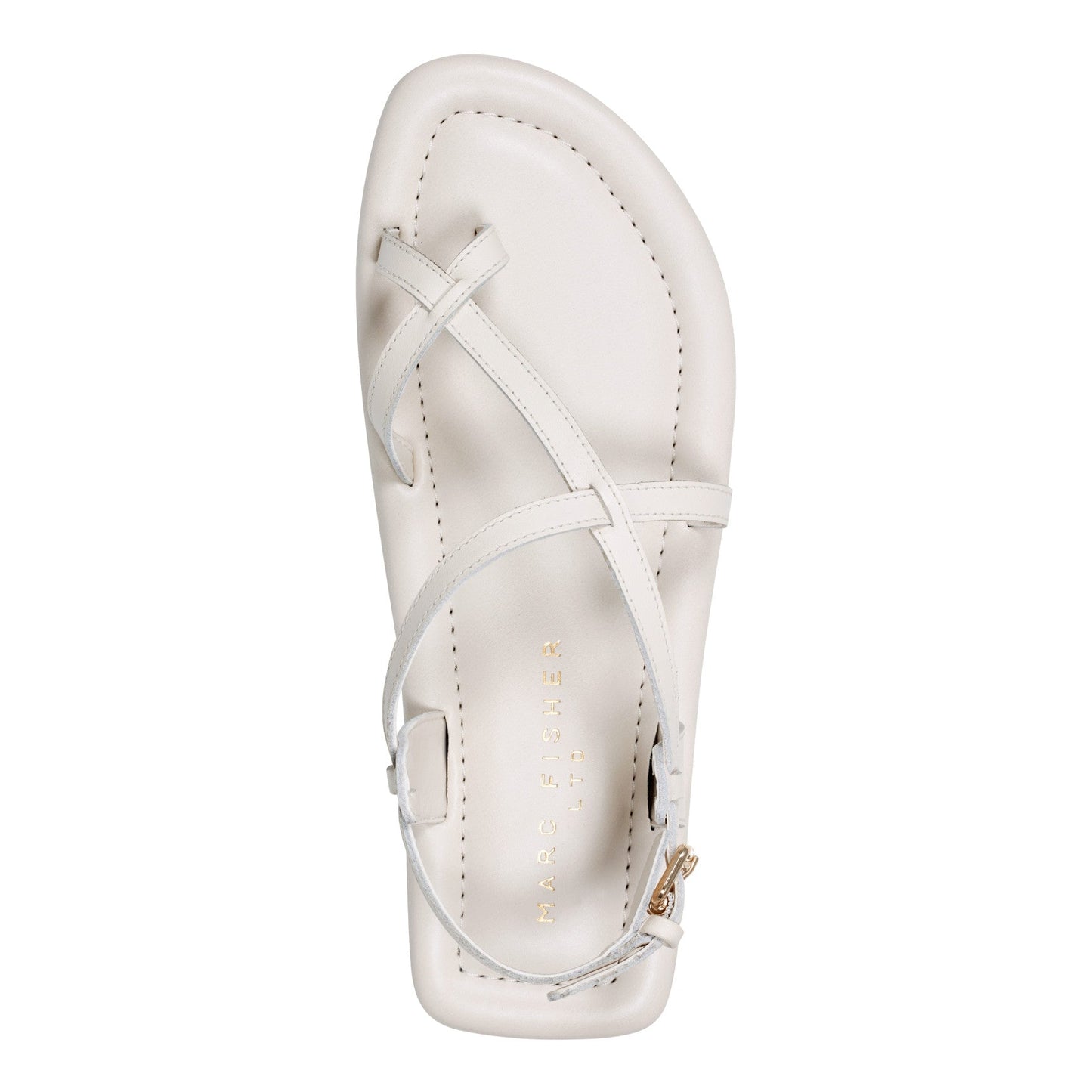 Marc Fisher Gerty Strappy Leather Flat Sandal - Chic Cream Leather