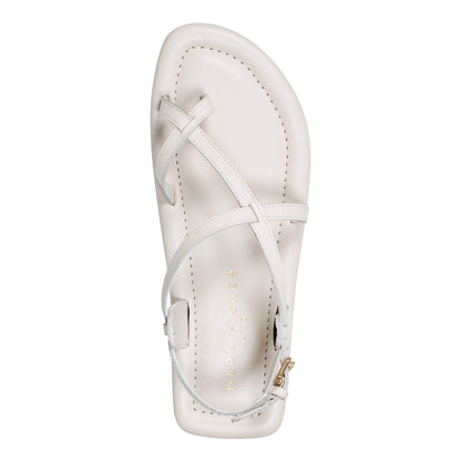 Marc Fisher Gerty Strappy Leather Flat Sandal - Chic Cream Leather