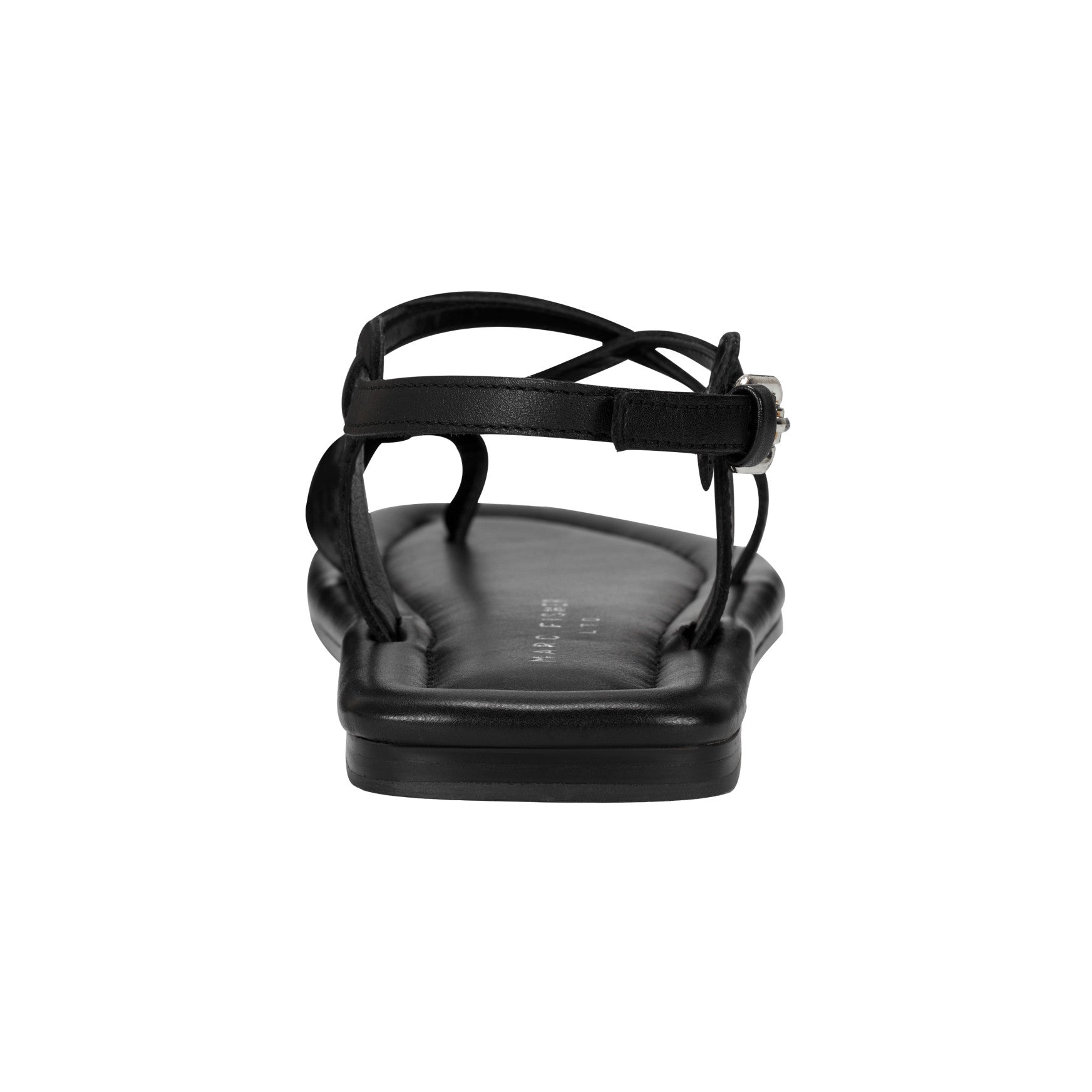 Marc Fisher Gerty Strappy Leather Flat Sandal - Black Leather