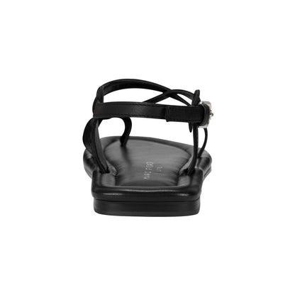 Marc Fisher Gerty Strappy Leather Flat Sandal - Black Leather