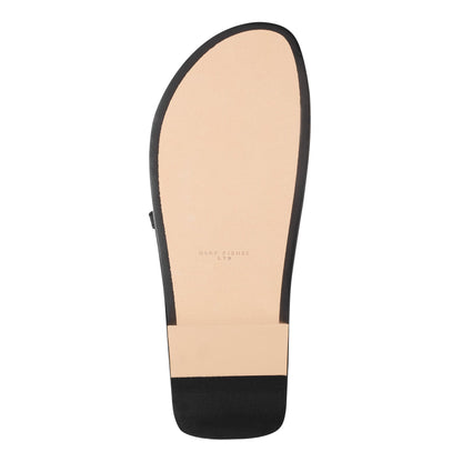 Marc Fisher Gerty Strappy Leather Flat Sandal - Black Leather