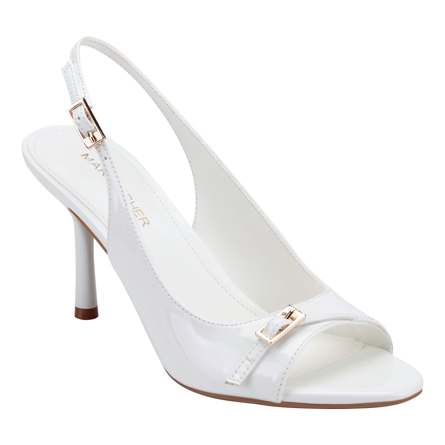Marc Fisher Paza Peep Toe Pump - White Patent