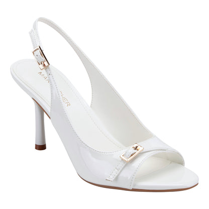 Marc Fisher Paza Peep Toe Pump - White Patent