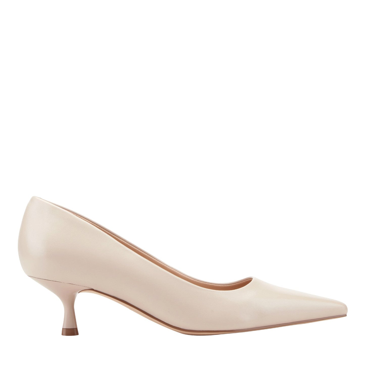 Marc Fisher Calynna Leather Kitten Heel Pump - Cream Leather