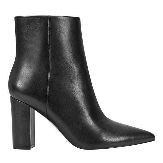 Marc Fisher Ulani Heeled Leather Bootie - Black Leather