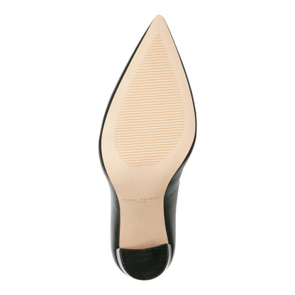 Marc Fisher Abilene Leather Block Heel Pointy Toe Pump - Black Leather