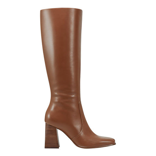 Marc Fisher Dreeam Block Heeled Leather Boot - Tan Leather