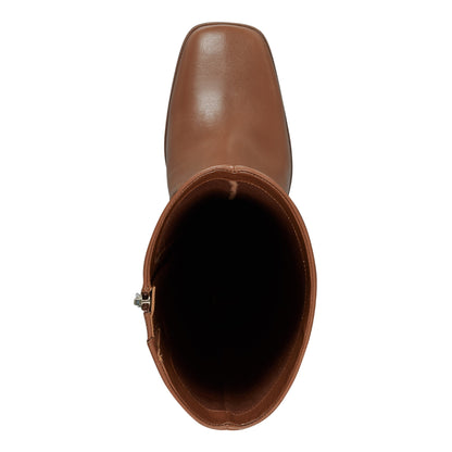 Marc Fisher Dreeam Block Heeled Leather Boot - Tan Leather
