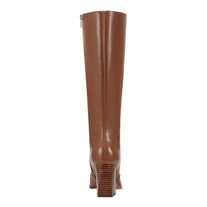 Marc Fisher Dreeam Block Heeled Leather Boot - Tan Leather