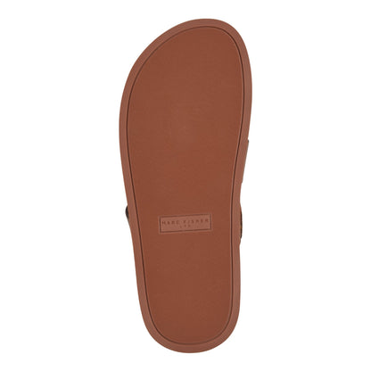 Marc Fisher Verity Flat Leather Footbed Sandal - Brown Leather