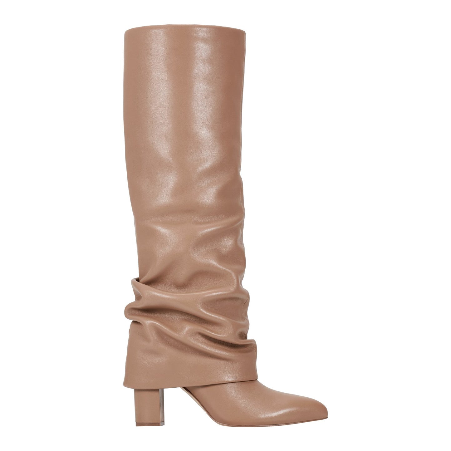Marc Fisher Lalita Foldover Dress Leather Boot - Light Natural Leather