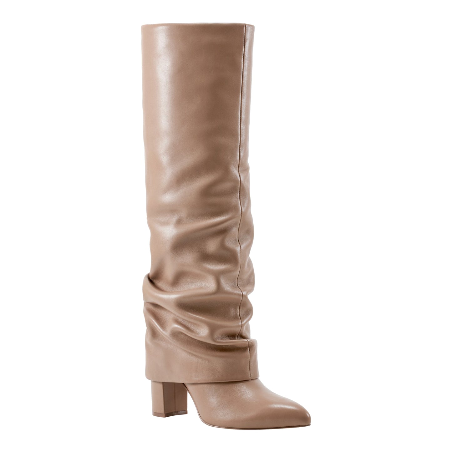 Marc Fisher Lalita Foldover Dress Leather Boot - Light Natural Leather