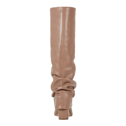 Marc Fisher Lalita Foldover Dress Leather Boot - Light Natural Leather