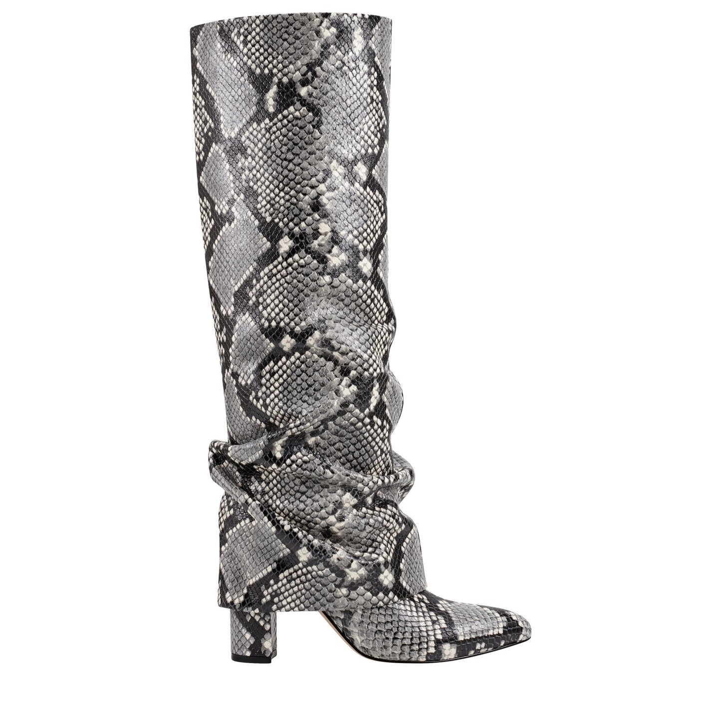 Marc Fisher Lalita Foldover Dress Leather Boot - Snake Print