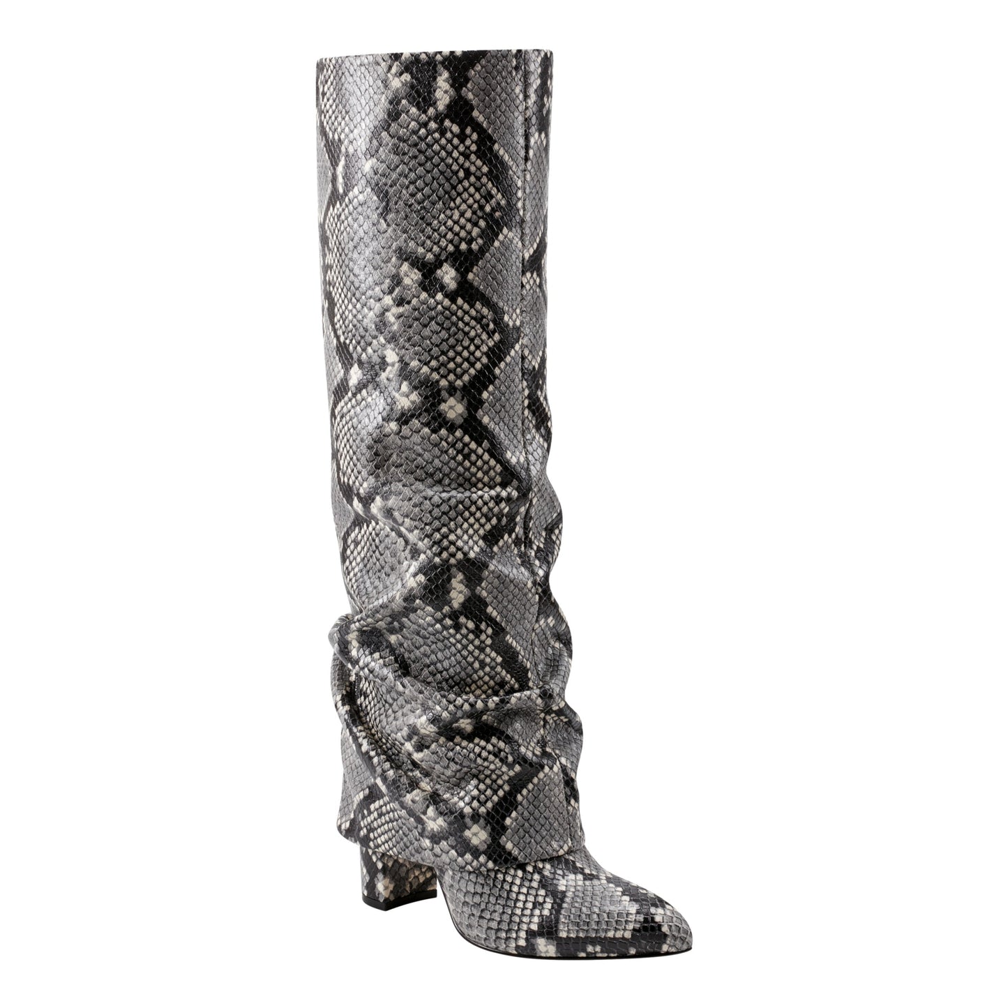 Marc Fisher Lalita Foldover Dress Leather Boot - Snake Print