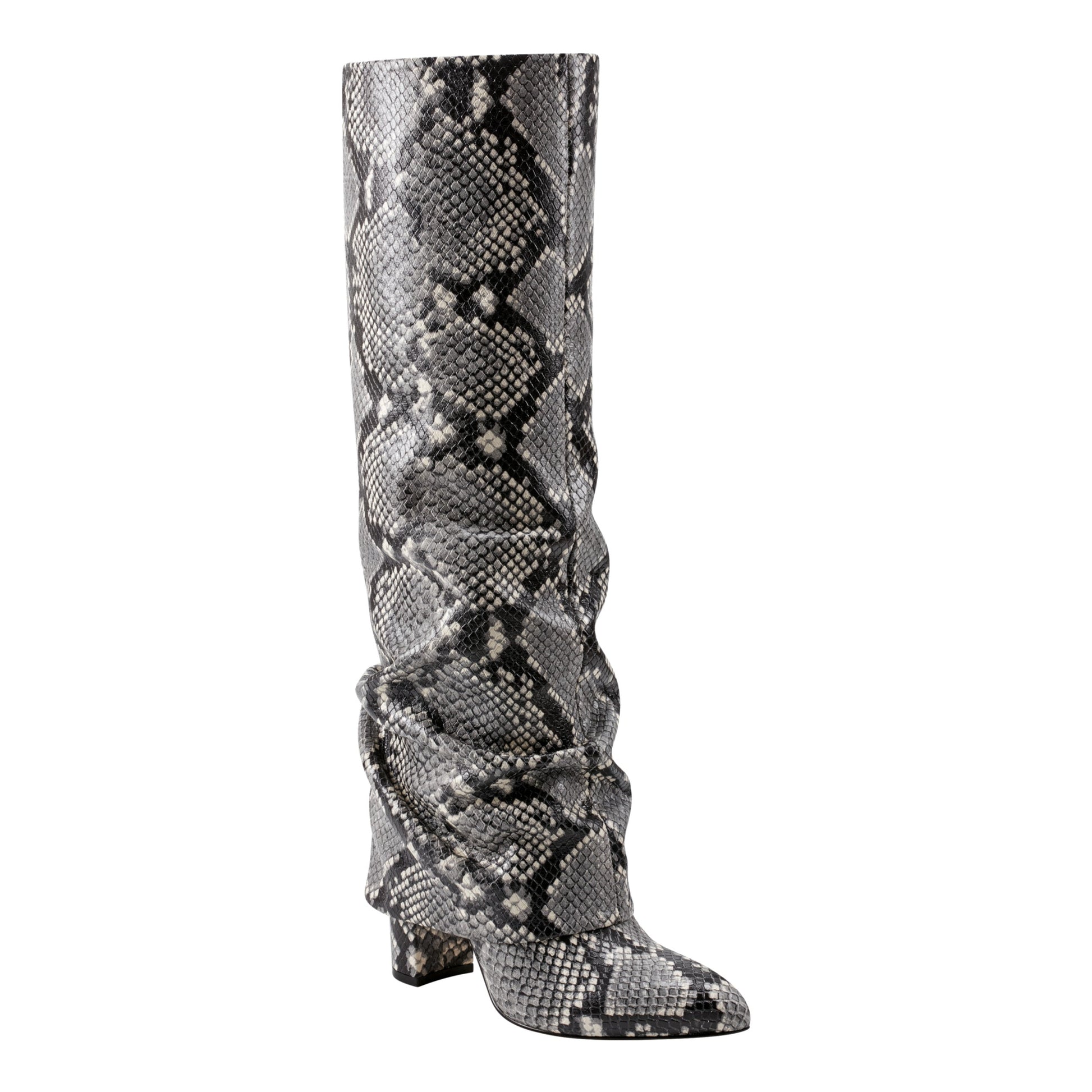 Marc Fisher Lalita Foldover Dress Leather Boot - Snake Print