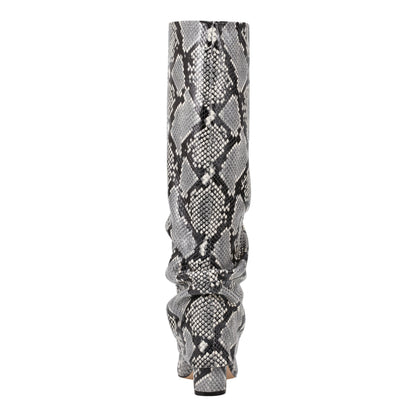 Marc Fisher Lalita Foldover Dress Leather Boot - Snake Print