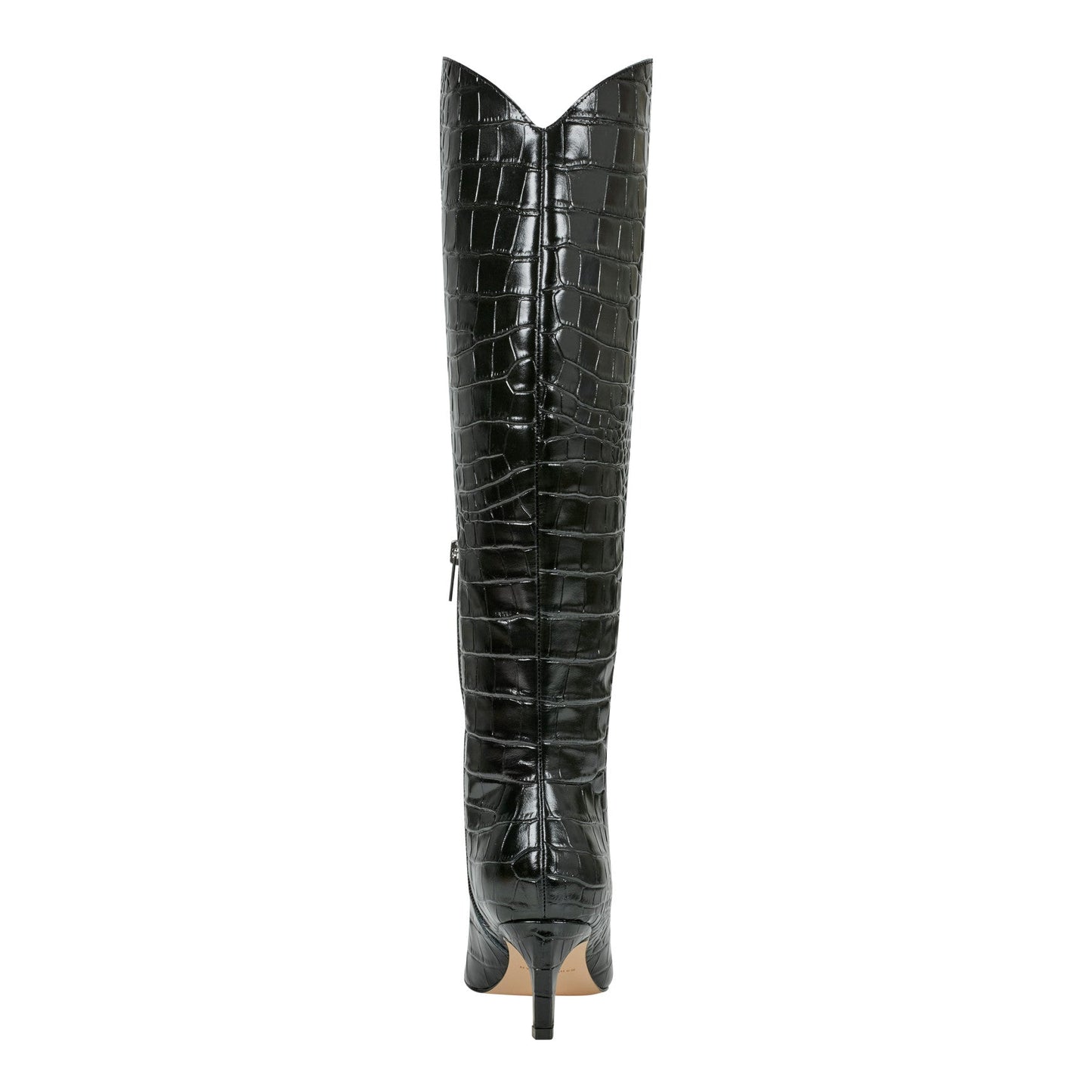 Marc Fisher Quinnie Dress Leather Boot - Embossed Black Croco Leather