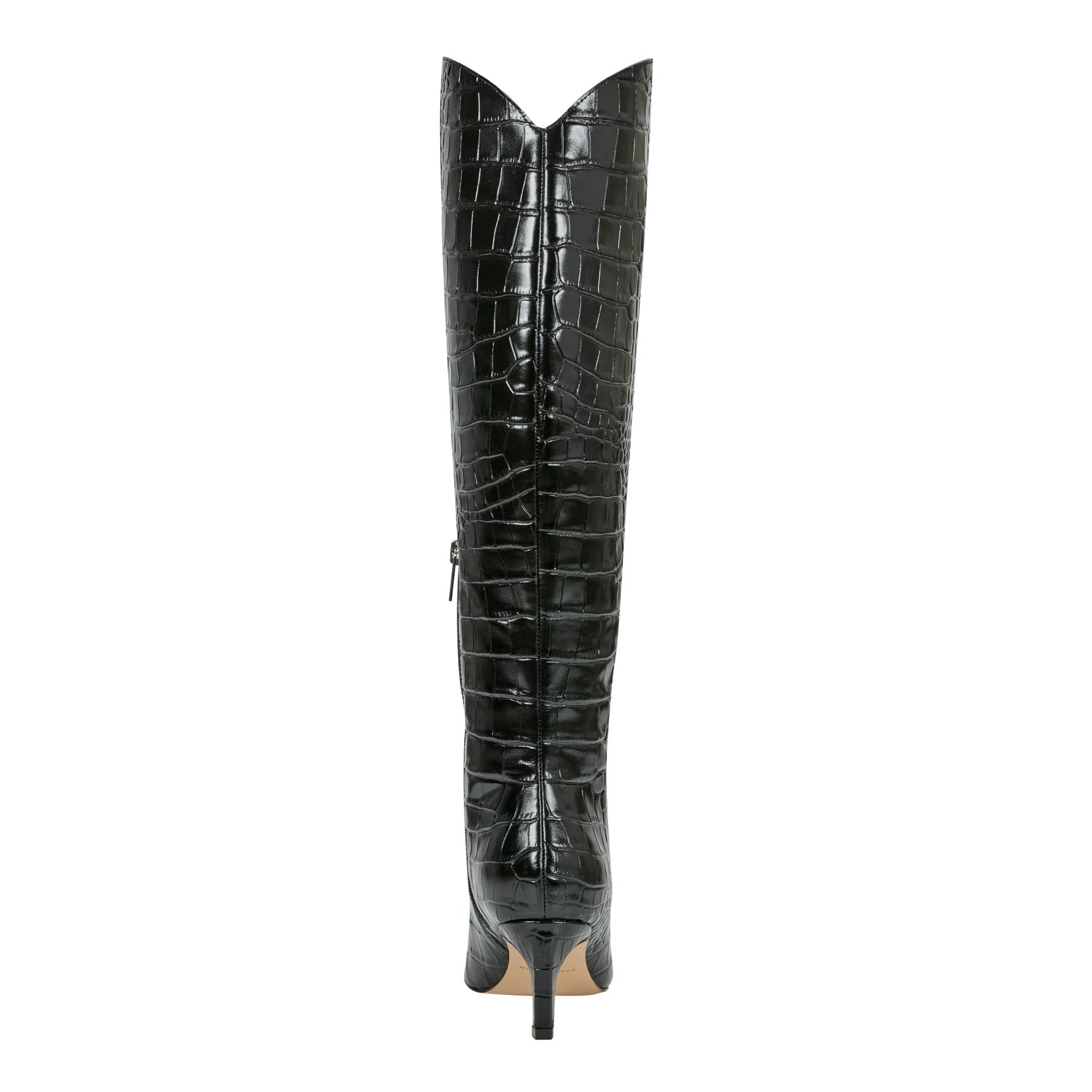 Marc Fisher Quinnie Dress Leather Boot - Embossed Black Croco Leather
