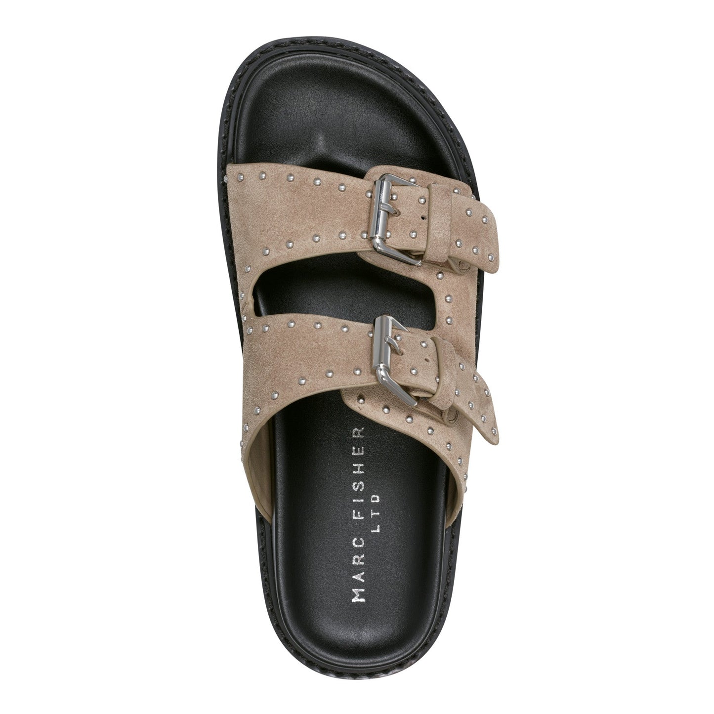 Marc Fisher Agusta Studded Slide Sandal - Taupe Suede