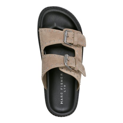 Marc Fisher Agusta Studded Slide Sandal - Taupe Suede