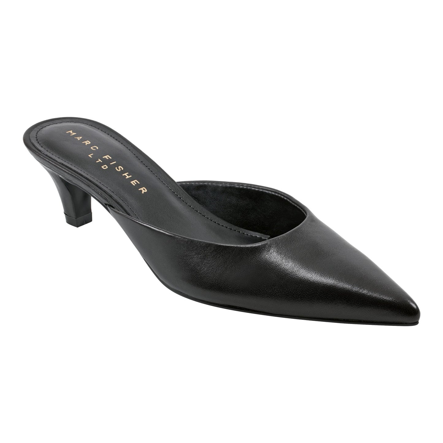 Marc Fisher Rosa Heeled Mule - Black Leather
