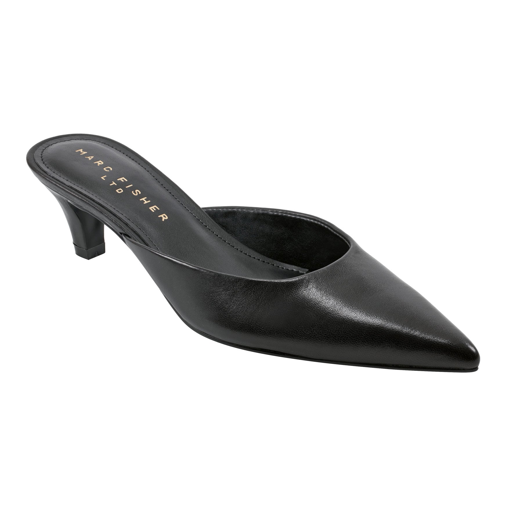 Marc Fisher Rosa Heeled Mule - Black Leather
