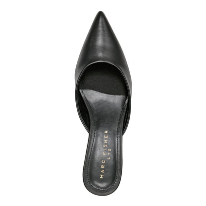 Marc Fisher Rosa Heeled Mule - Black Leather