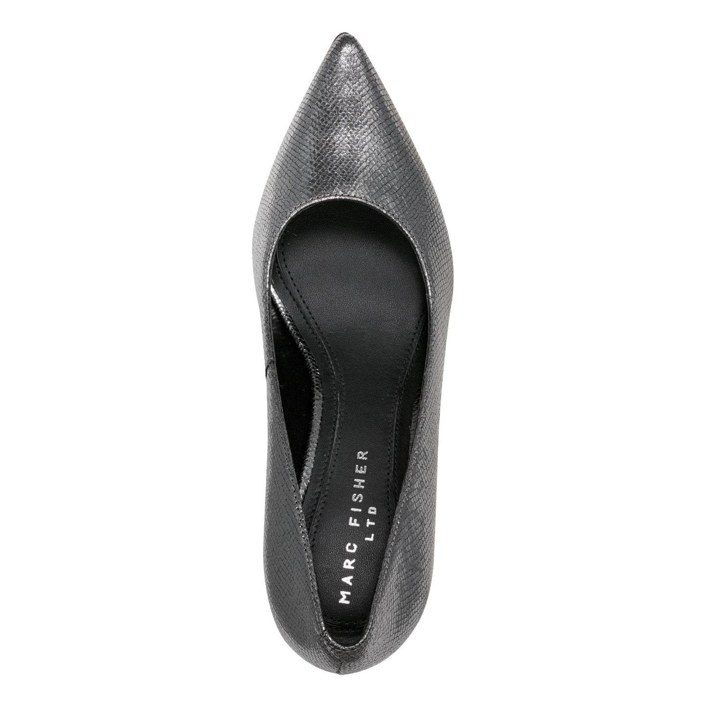 Marc Fisher Zala Block Heel Pointy Toe Pump - Pewter Leather