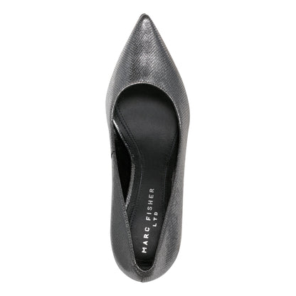 Marc Fisher Zala Block Heel Pointy Toe Pump - Pewter Leather