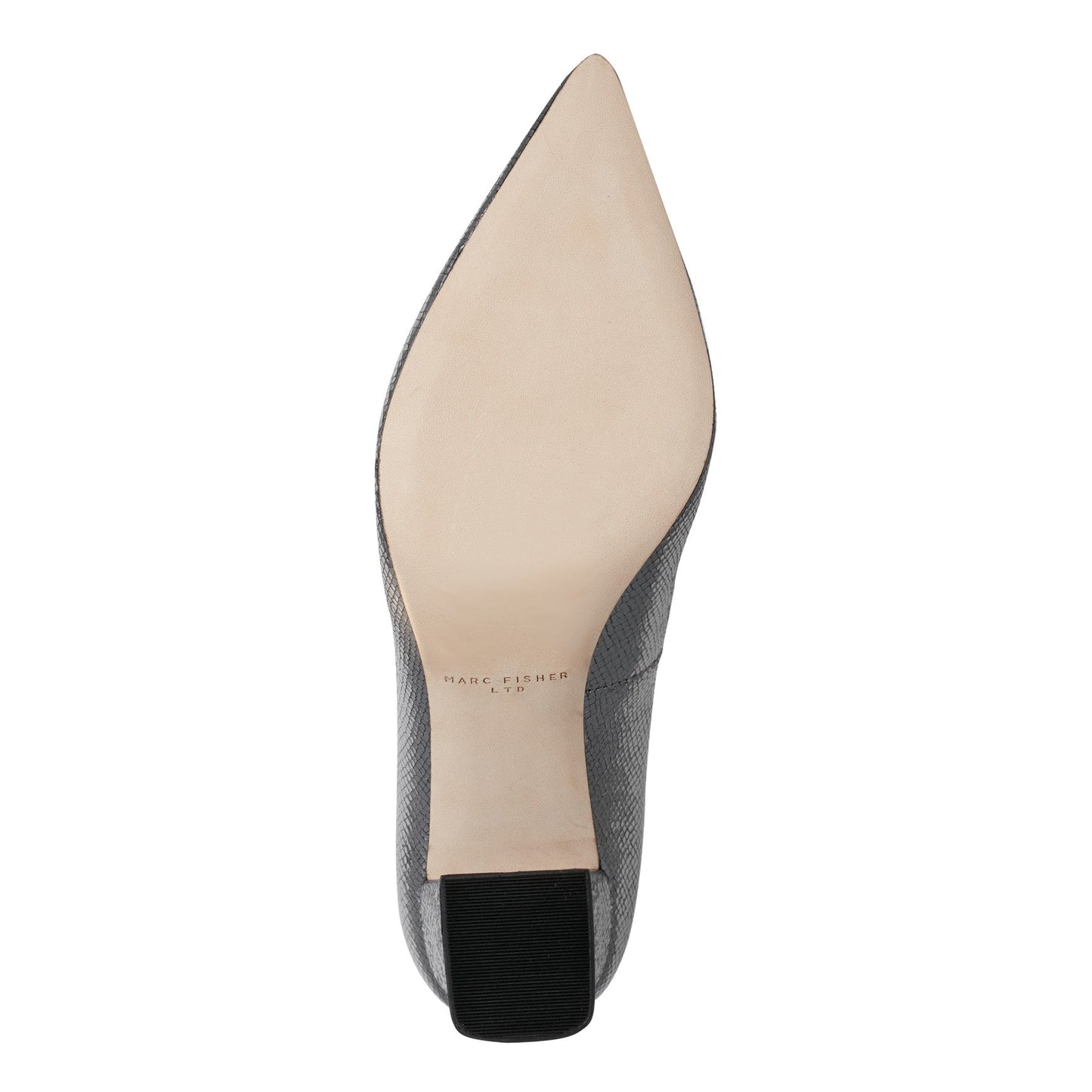 Marc Fisher Zala Block Heel Pointy Toe Pump - Pewter Leather