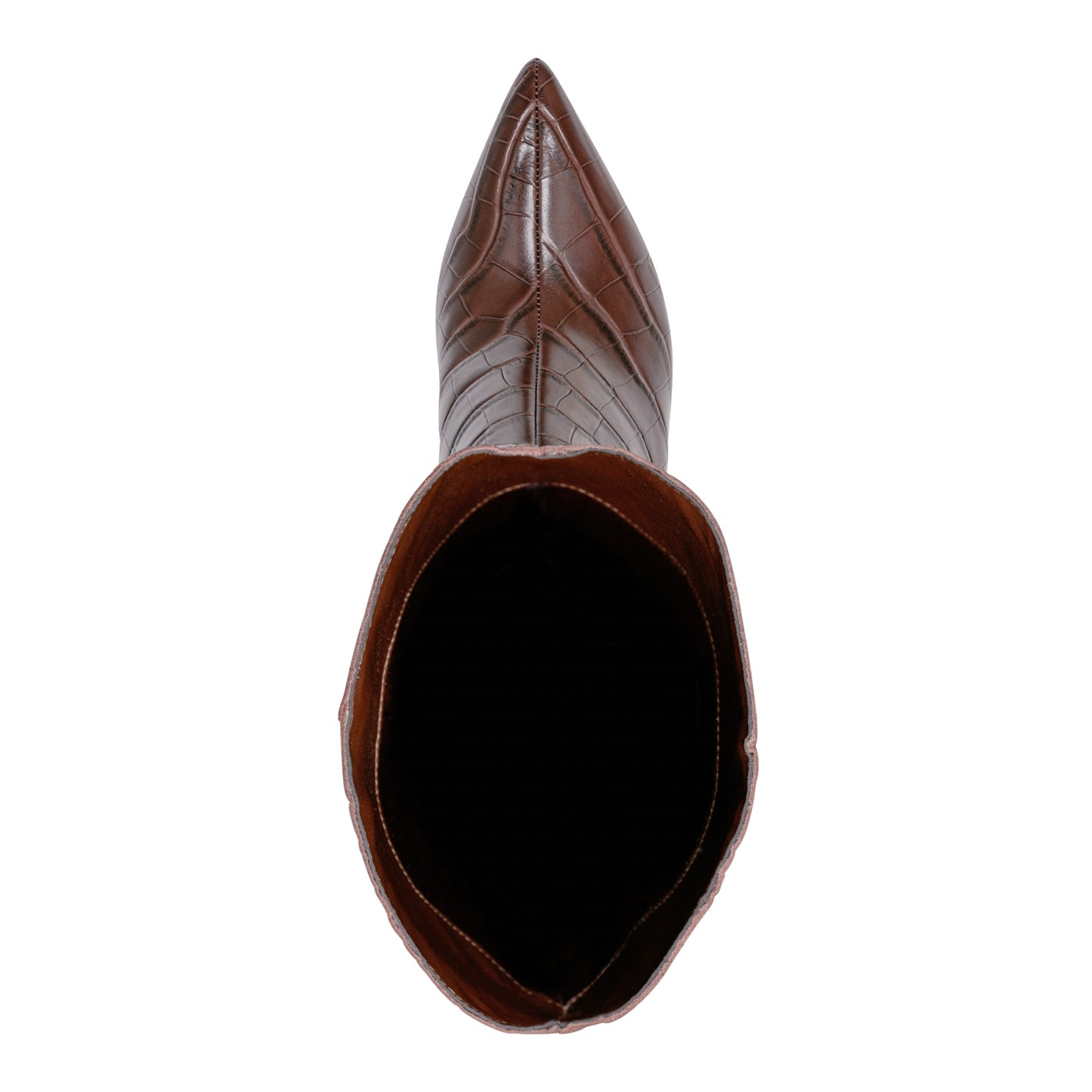 Marc Fisher Quinnie Dress Leather Boot - Embossed Brown Croco Leather