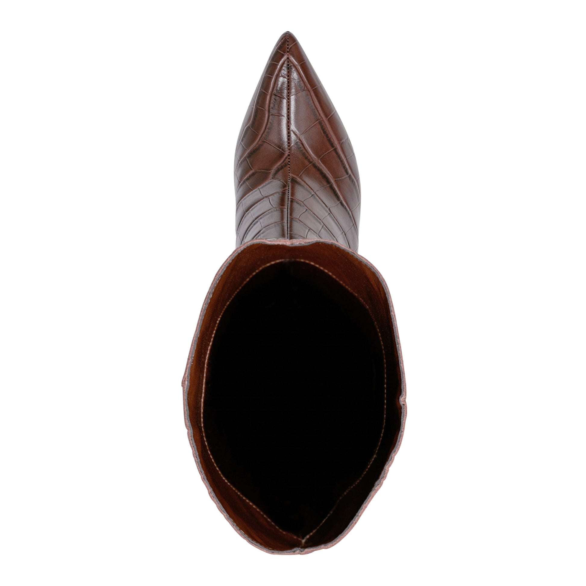 Marc Fisher Quinnie Dress Leather Boot - Embossed Brown Croco Leather