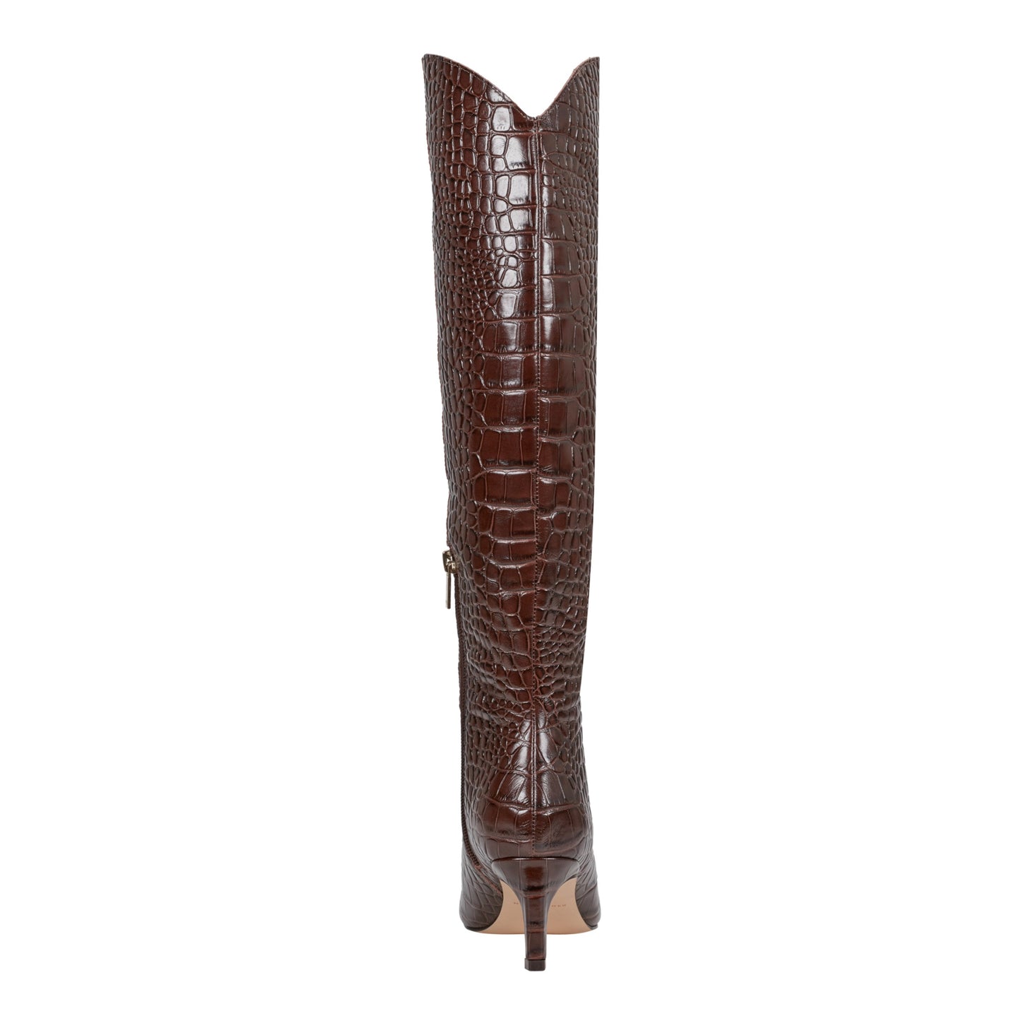 Marc Fisher Quinnie Dress Leather Boot - Embossed Brown Croco Leather