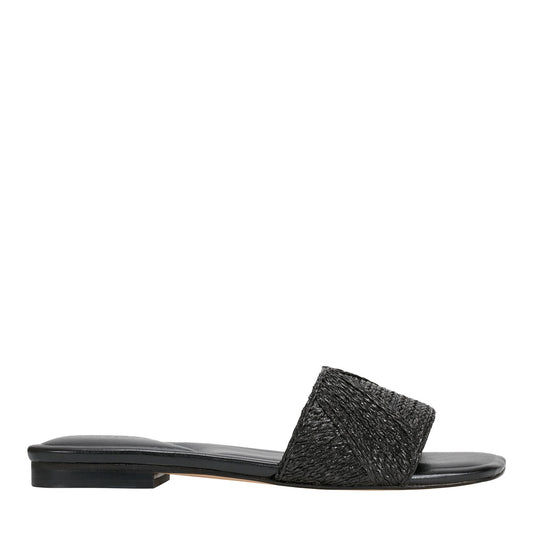Marc Fisher Murphy Flat Sandal - Black Raffia