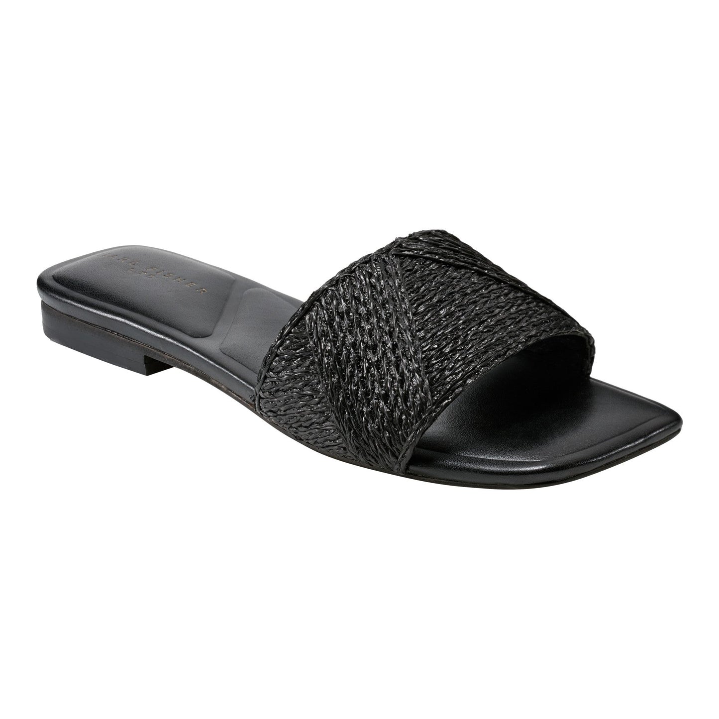 Marc Fisher Murphy Flat Sandal - Black Raffia