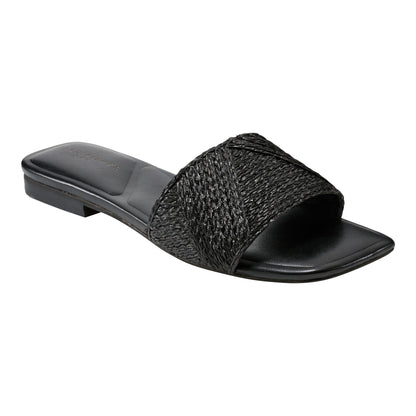 Marc Fisher Murphy Flat Sandal - Black Raffia