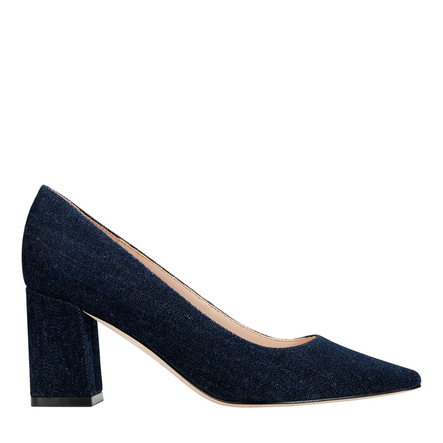Marc Fisher Zala Block Heel Pointy Toe Pump - Dark Denim