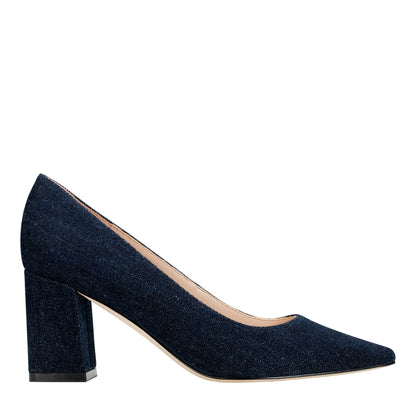 Marc Fisher Zala Block Heel Pointy Toe Pump - Dark Denim