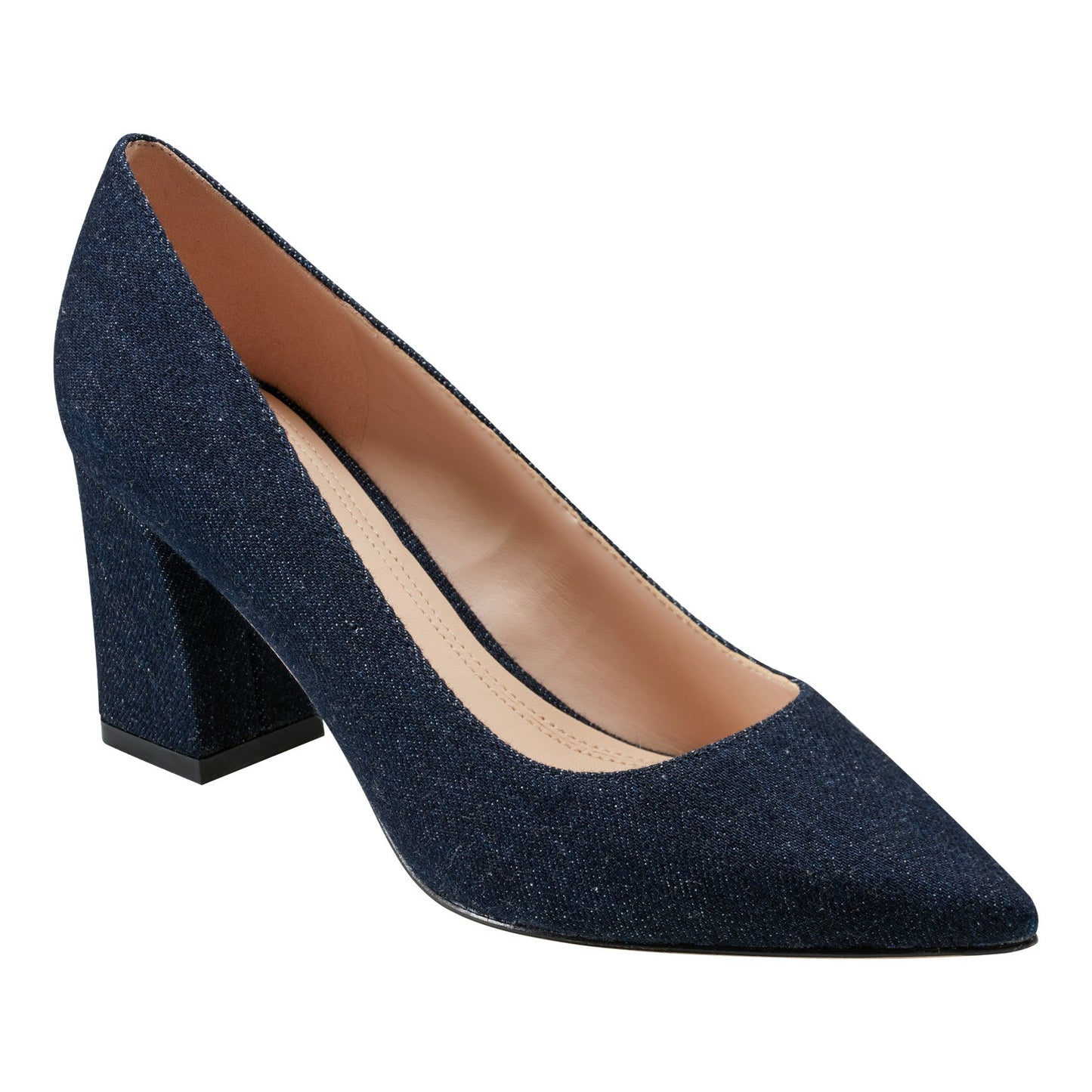 Marc Fisher Zala Block Heel Pointy Toe Pump - Dark Denim