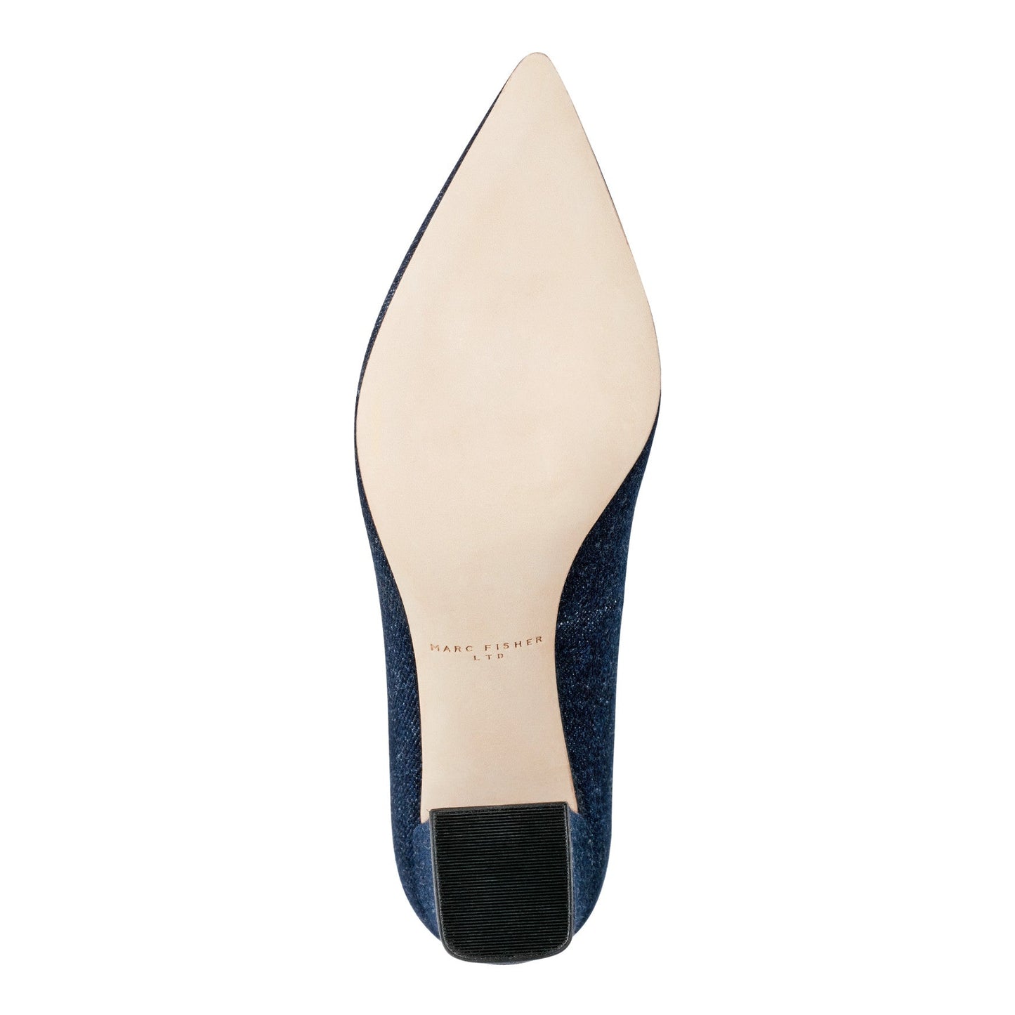 Marc Fisher Zala Block Heel Pointy Toe Pump - Dark Denim