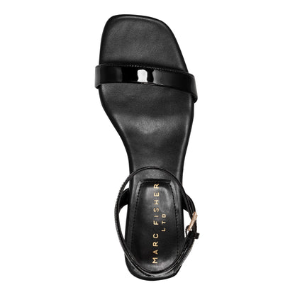 Marc Fisher Alona Ankle Strap Sandal - Black Patent Leather