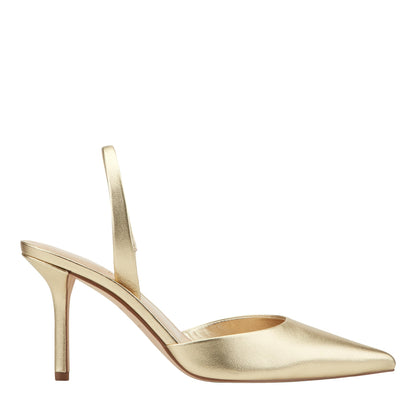 Marc Fisher Noland Leather Slingback Pump - Gold Leather